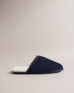 Chausson Ted Baker Suede Mule Bleu Foncé Homme | BUJ-97600186